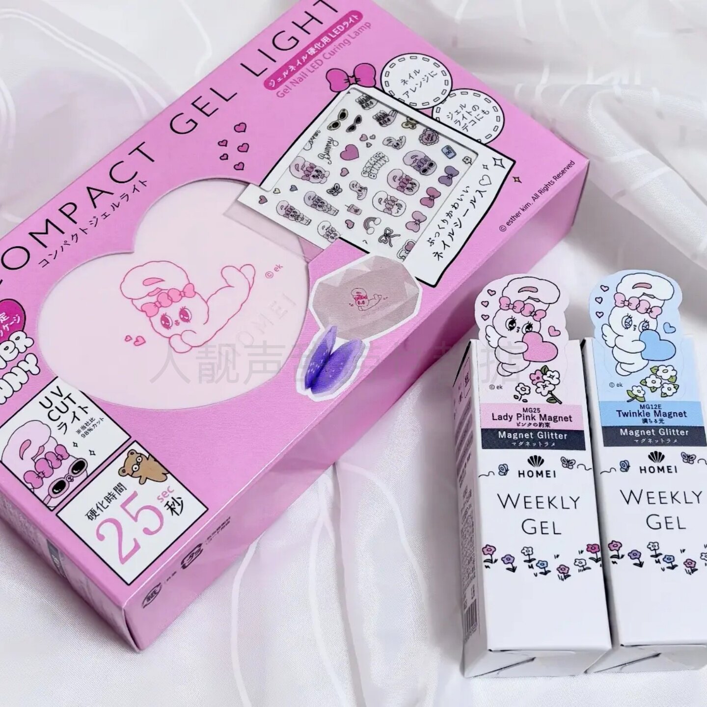 日本代购HOMEI甲油胶esther联名艾丝乐小兔爆闪需要烤灯的指甲油