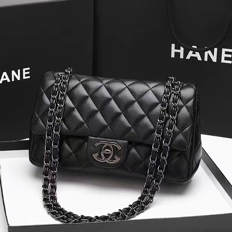 轻奢真皮女包小香风菱格链条包大容量腋下包时尚单肩斜挎包女包