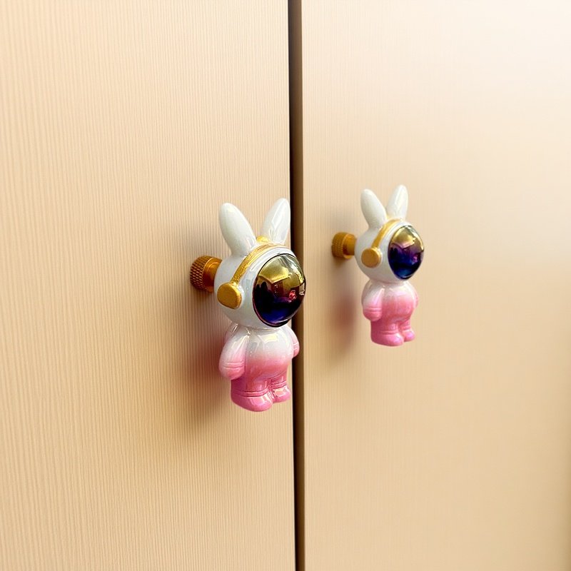 卡通宇航员兔子衣柜橱柜门拉手卡通动物宝宝衣柜简约柜子抽屉把手
