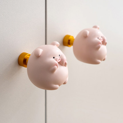 卡通小猪兔子儿童衣柜拉手简约柜子可爱女孩橱柜门抽屉把手免打孔