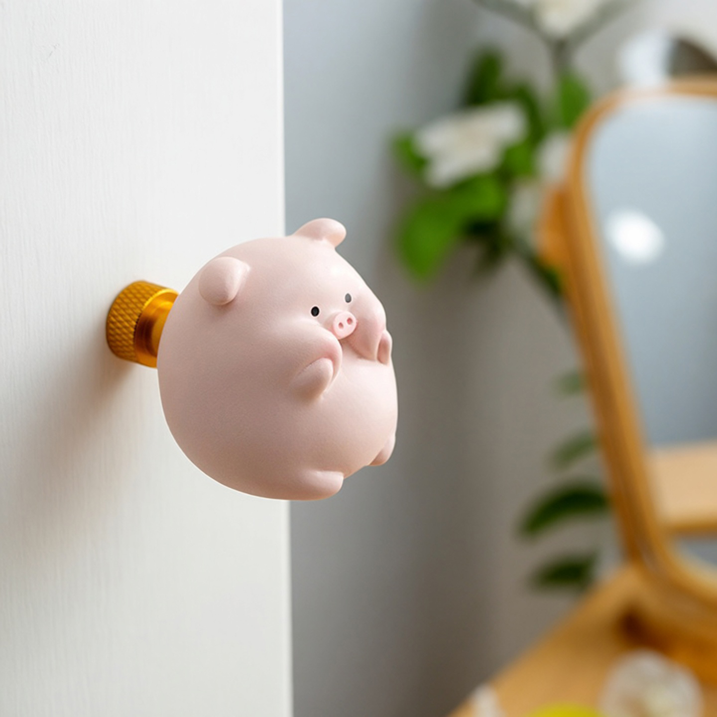 可爱兔子小猪橱柜门卡通动物儿童衣柜拉手简约柜子抽屉把手免打孔