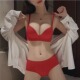 正品 龙年红色本命年内衣女无痕结婚新娘小胸聚拢防下垂 牌文胸套装