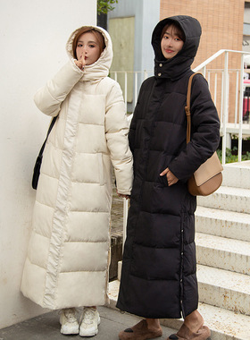 Winter women's Extra Maxi Long Down Jacket 女士连帽加长棉衣