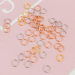 开口银圈 925银饰品DIY配件 纯银镀18k金环连接圈小圈仔小环 银环