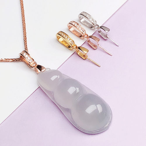 吊坠扣s925银镀18kdiy小号玉佩