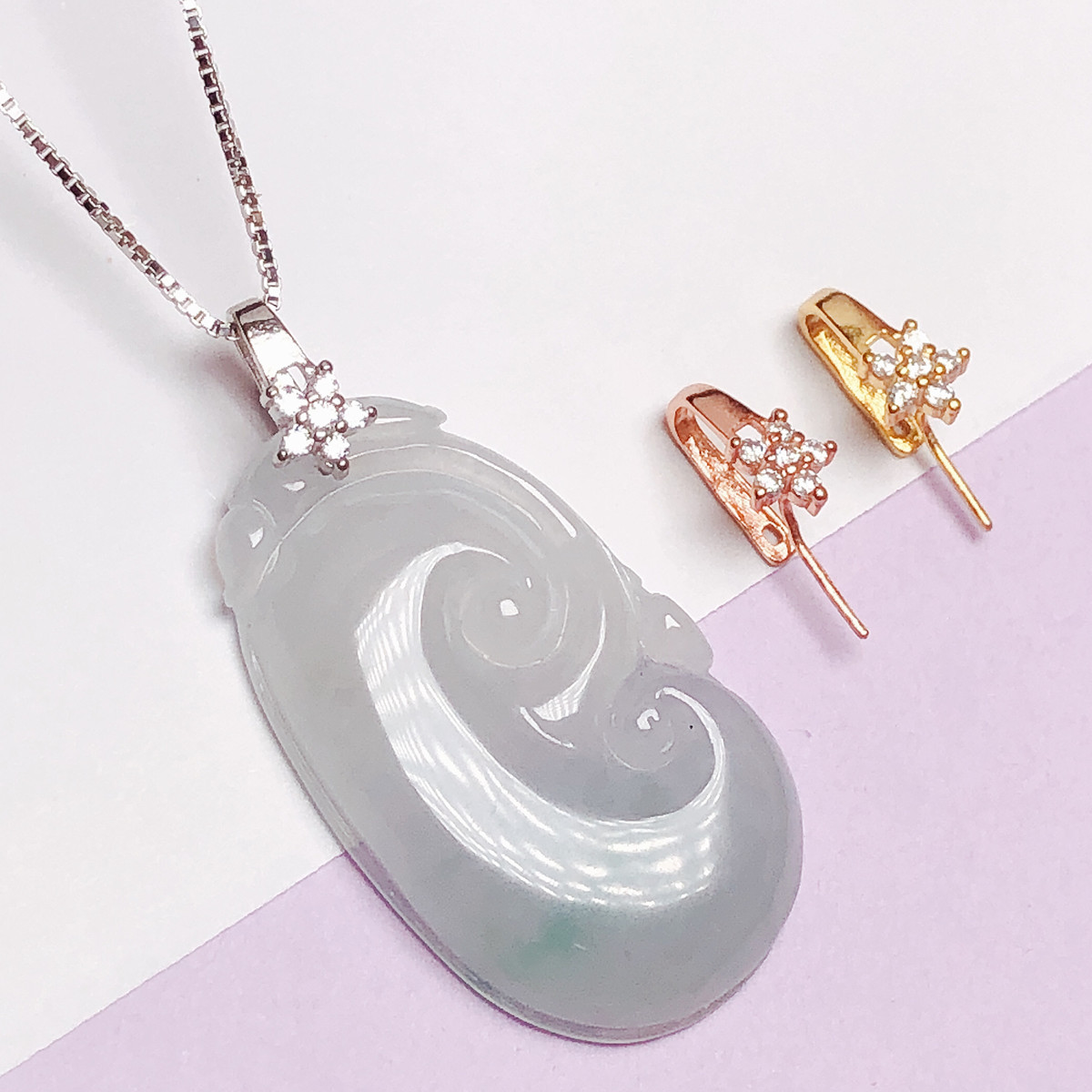 U形扣玉扣包邮一体扣翡翠吊坠