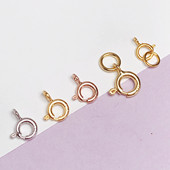 18K金手工简约百搭弹簧扣带圈925纯银扣diy手链项链链接扣头配件