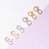 新品 珍珠项链扣子 链接手链扣连接扣8字弹簧扣头DIY925纯银双开扣