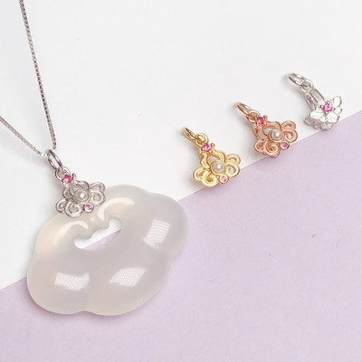 吊坠卡扣头翡翠和田玉银扣