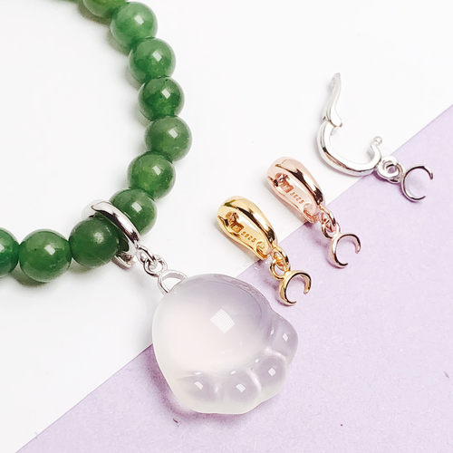 开口左右孔18k吊坠扣DIY配件银扣