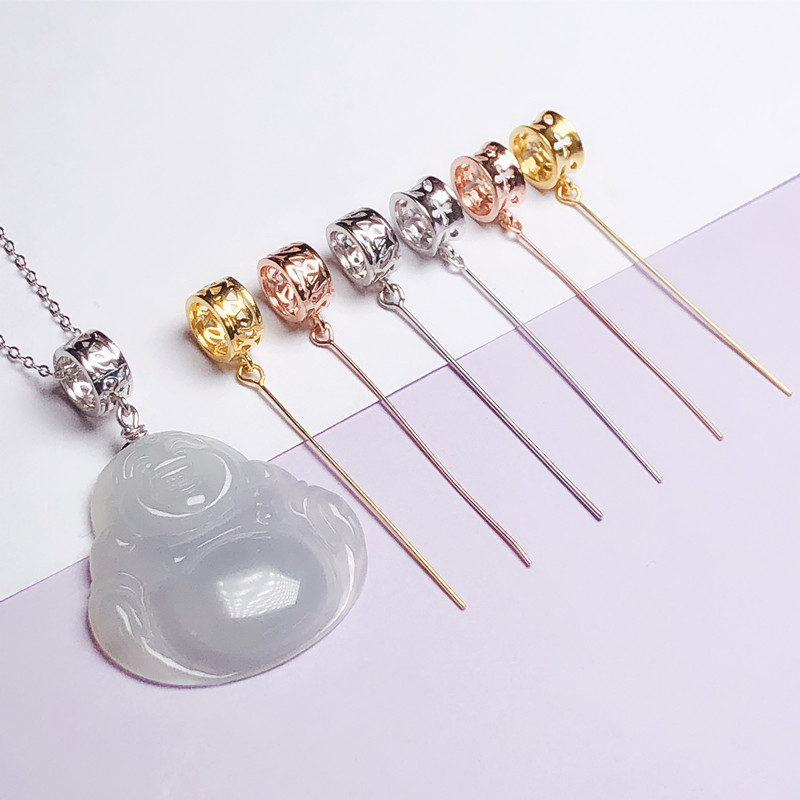 包邮s925纯银长针观音小孔蜜蜡