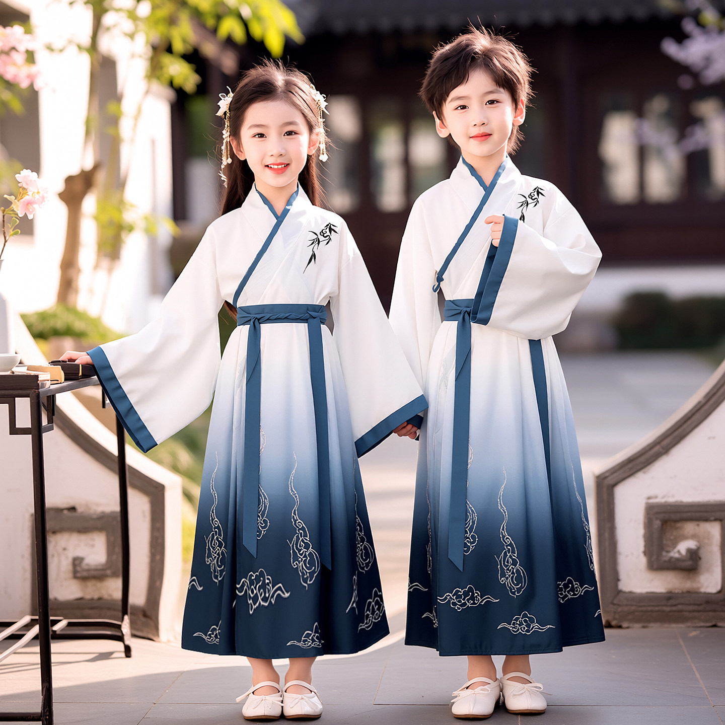 汉服男童国学服中国风古装书童服装三字经弟子规儿童演出服小学生