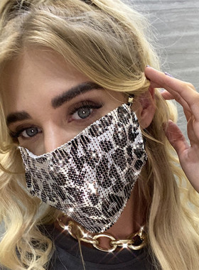 网红抖音闪亮炫彩新款闪亮片金属饰品口罩面罩夜店舞台装饰女1255