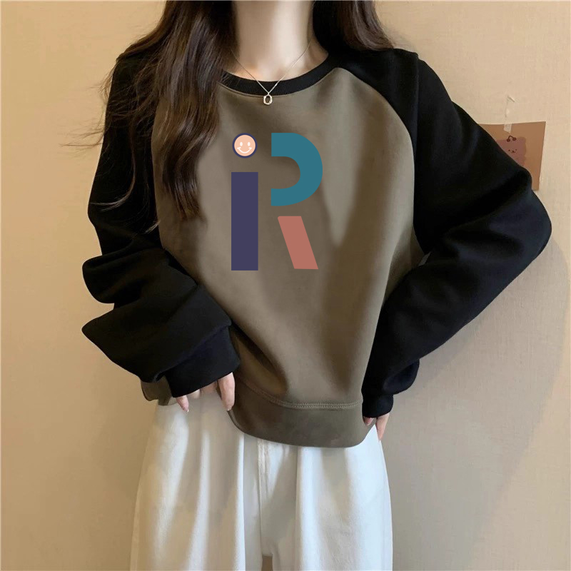 纯棉时尚韩版撞色长袖卫衣春秋女