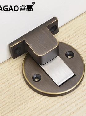 睿高全铜地板吸隐形强磁卫生间室内卧室木门碰阻黑色金色灰色门吸