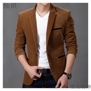 新款 灯芯绒西装 韩版 修身 小便单西 商务休闲小西服男青年时尚 秋冬装