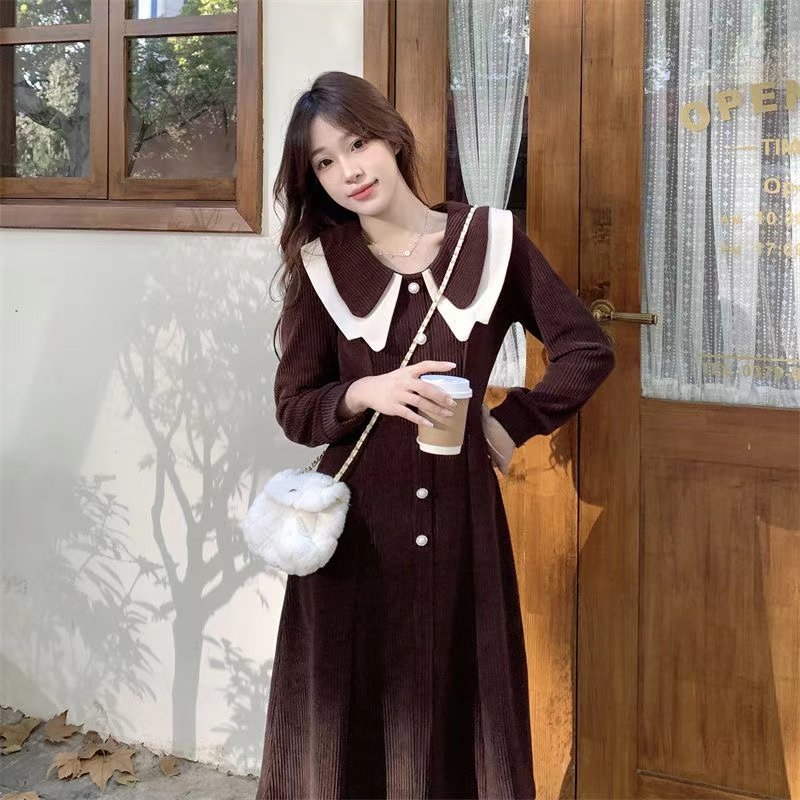 法式娃娃领连衣裙气质小个子