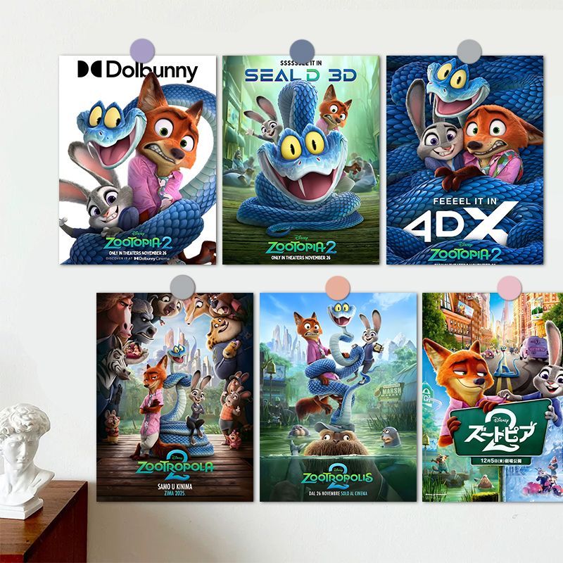 60张疯狂动物城海报卡通动画周边高清壁纸房间宿舍背景墙贴装饰画