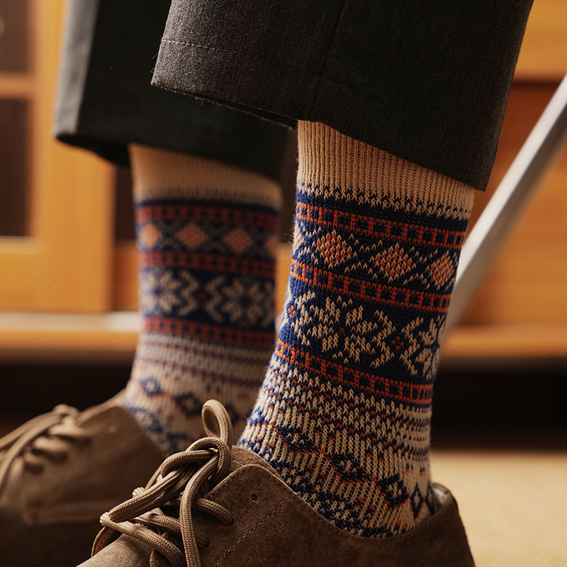 哈叔/HASU 抗菌防臭男款商务纯棉袜秋冬英伦风复古长袜中筒袜潮袜