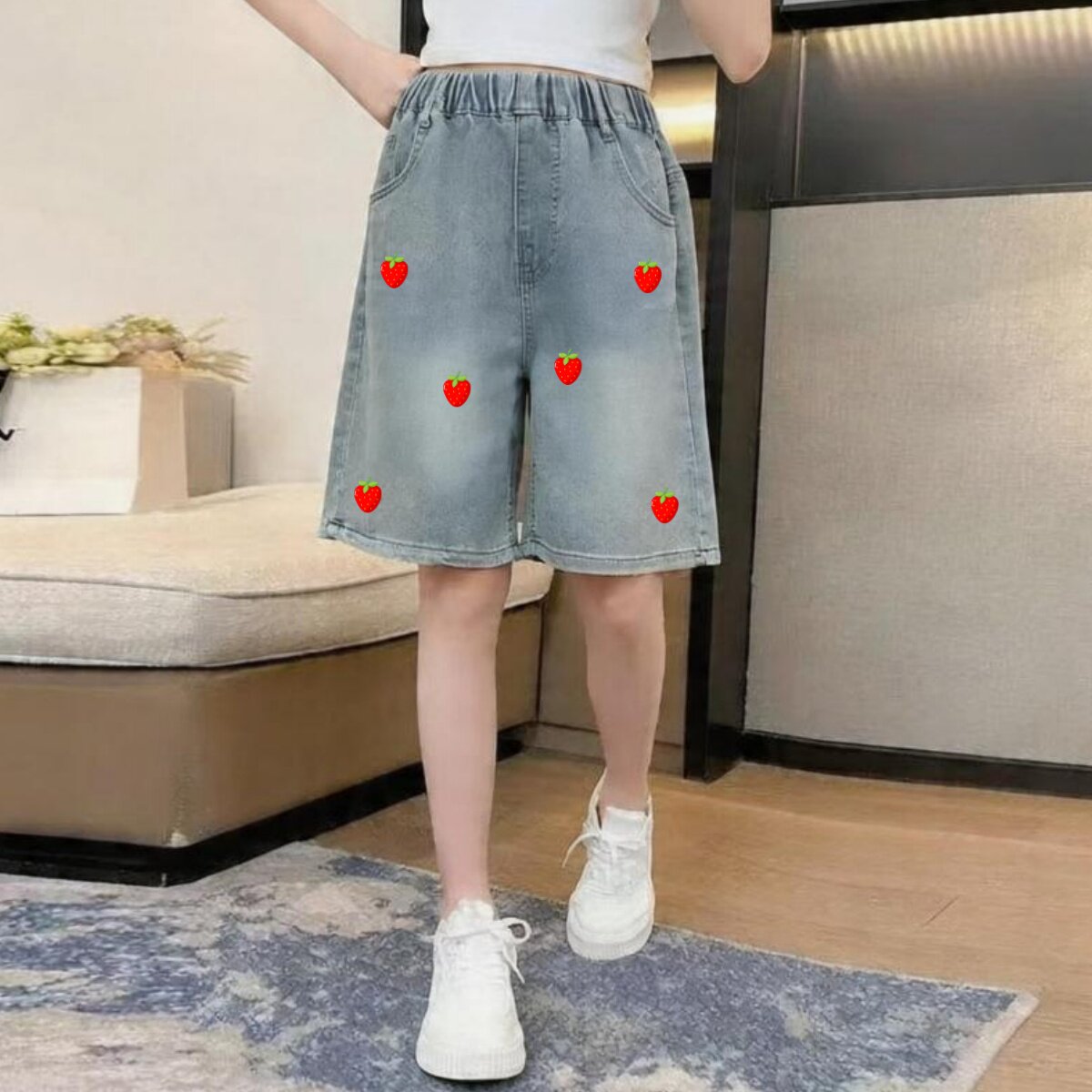 女童新款爆款牛仔裤2026夏季七分裤中大童薄款夏装洋气休闲裤童装图片