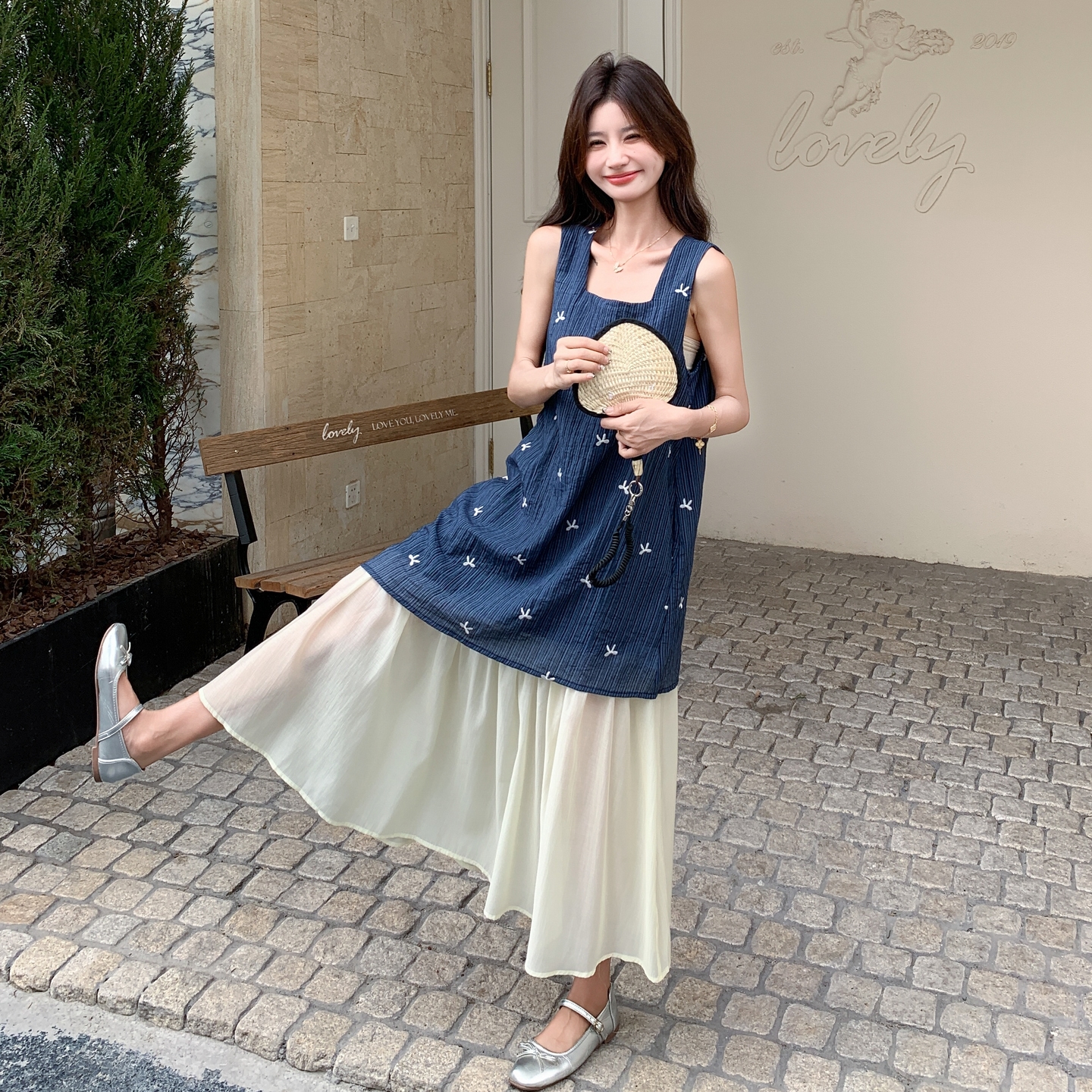 【新款】现货无袖方领连衣裙297-1572-P135-K198，女装连衣裙，艾艾淮淮