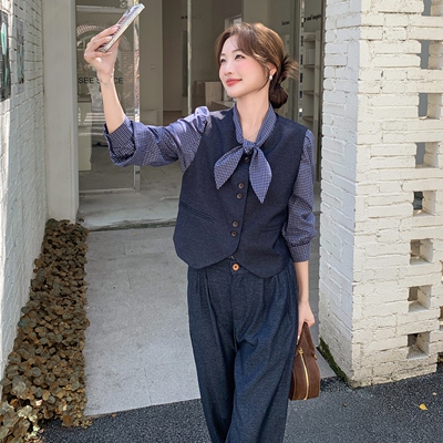 现货 马甲+衬衫+阔腿裤 三件套297-1758-P185-K258