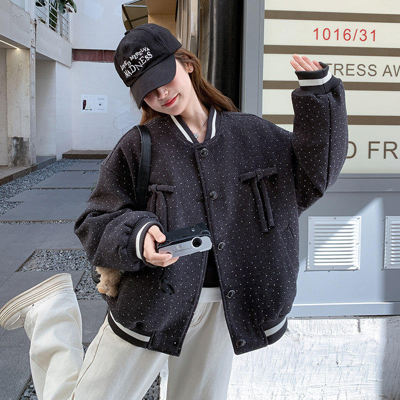 现货 灰色 烫钻棒球服外套297-1101-P145-K208图片