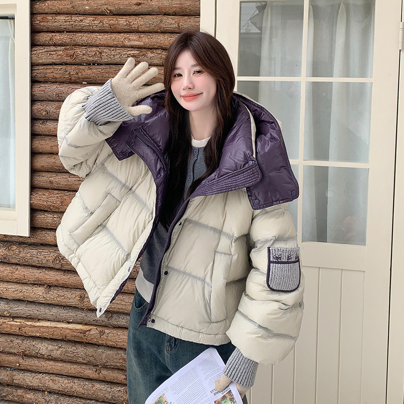 现货90绒连帽拼接个性羽绒服297-1088-P295-K438,女装羽绒服,艾艾淮淮
