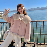 【新款】现货海军领皮毛一体配包包297-1035-P195-K288，女装短外套，艾艾淮淮