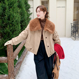 【新款】90绒现货羊羔毛拼接羽绒服297-1895-P265-K398，女装短外套，艾艾淮淮