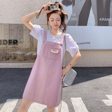 少女风减龄粉色背带连衣裙套装女夏2025新款学院风爆款甜美两件套，女装套装/套裙，艾艾淮淮
