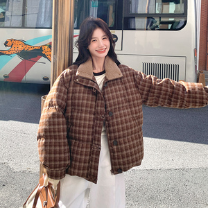 现货 90绒  立领拼接羊羔毛羽绒服297-1078-P275-K398图片