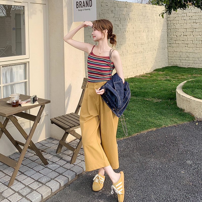 少女感牛仔衬衫吊带休闲裤套装女夏三件套又酷又飒时尚洋气巨好看,女装套装/套裙,艾艾淮淮