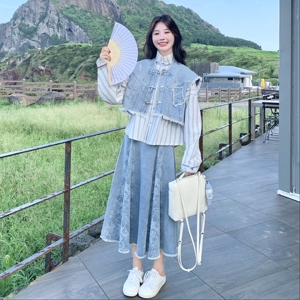 现货 风 套装+条纹 衬衫三件套297-1745-P185-K268图片