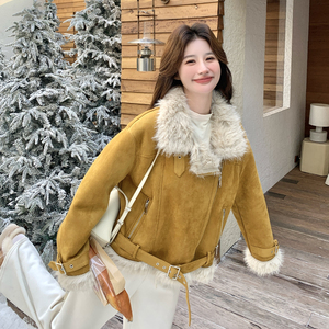 【新款】现货 羊羔毛 皮毛一体 外套297-1946-P195-K288，女装短外套，艾艾淮淮