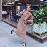休闲宽松印花T恤连衣裙女2023夏新款韩版洋气减龄显瘦懒人卫衣裙，女装连衣裙，艾艾淮淮