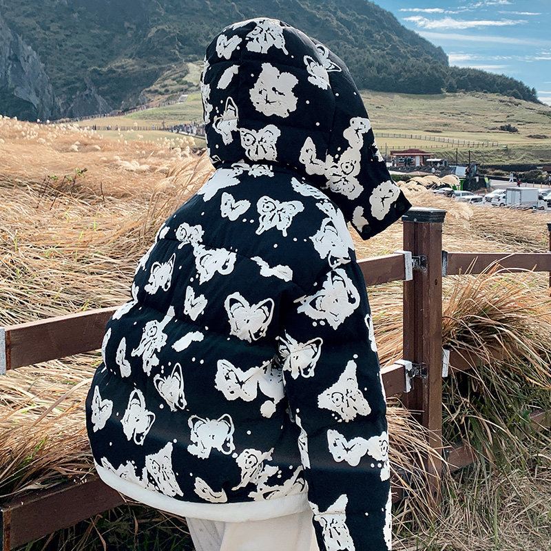 现货90绒蝴蝶印花连帽羽绒服297-1016-P285-K428,女装棉衣/棉服,艾艾淮淮