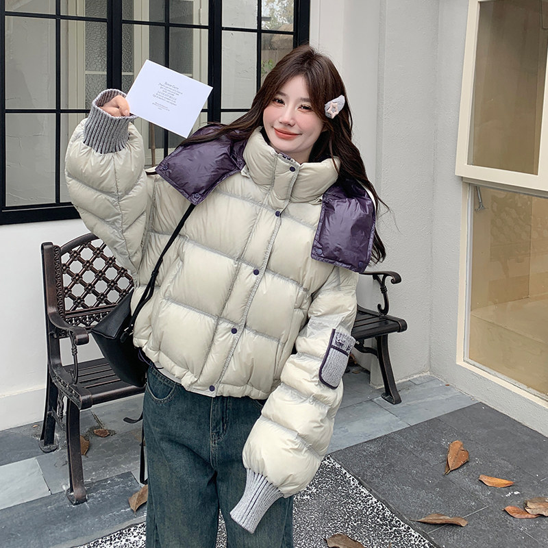现货90绒连帽拼接个性羽绒服297-1088-P295-K438,女装羽绒服,艾艾淮淮