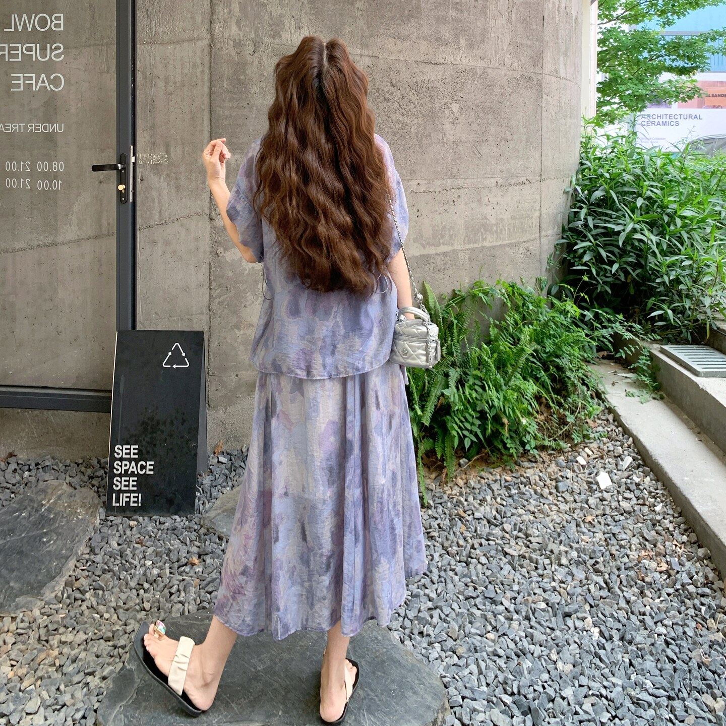 紫色晕染衬衫套装女2025夏季新款巨好看时尚气质减龄半身裙两件套,女装套装/套裙,艾艾淮淮