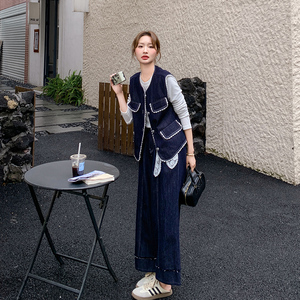 现货 蕾丝 花边 拼接牛仔+T三件套297-1209-P185-K258图片