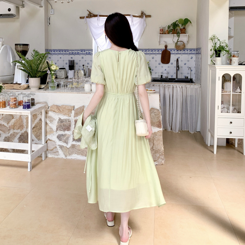 甜美减龄刺绣系带马甲连衣裙两件套女2025夏季新款设计感叠穿套装,女装连衣裙,艾艾淮淮