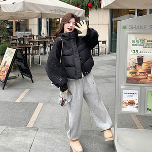 现货 90绒 亮片拼接宽松羽绒服297-1085-P255-K378图片
