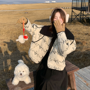 巨好看海军领刺绣碎花棉衣棉服女冬季独特漂亮看轻熟韩系加厚外套图片