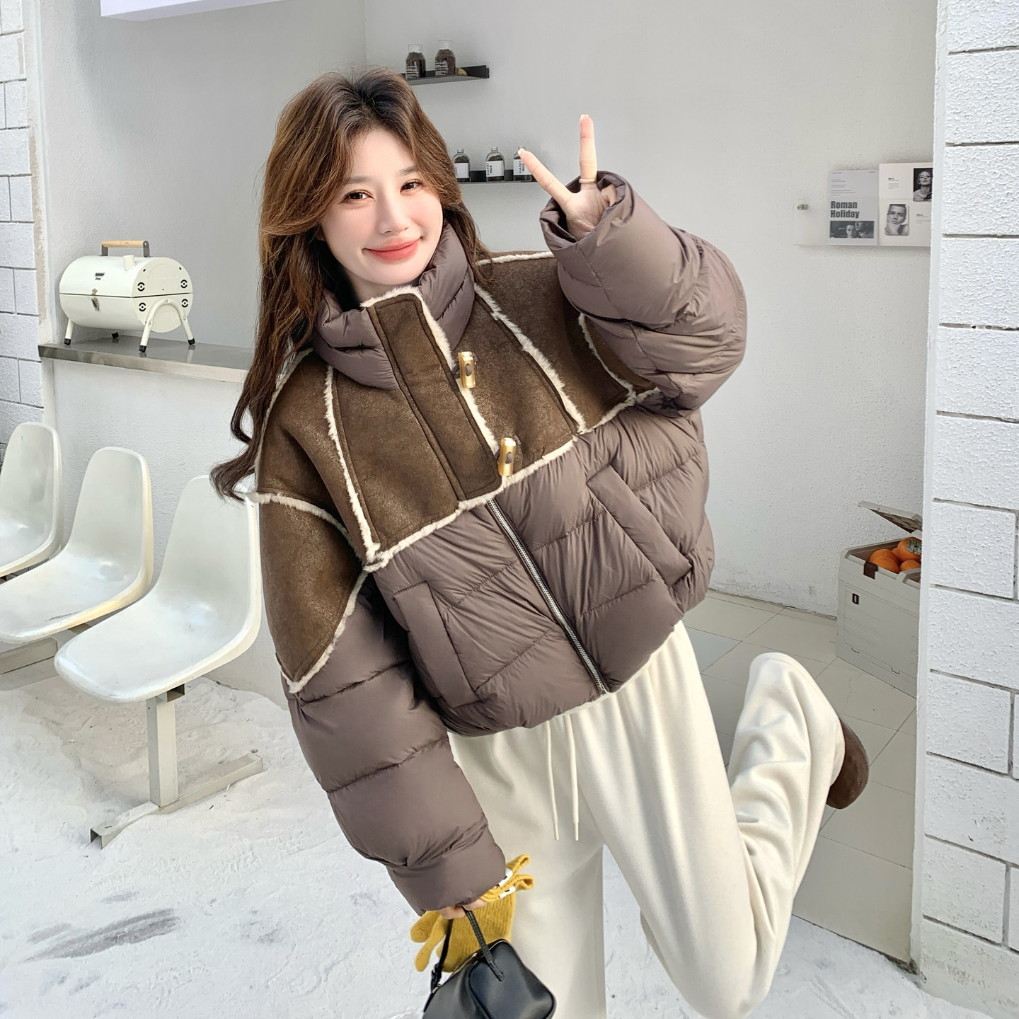 【新款】90绒现货皮毛拼接羽绒服297-1961-P285-K418,商品下架区,艾艾淮淮