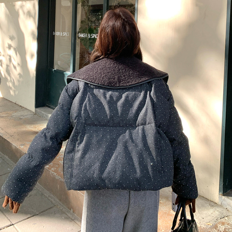 现货90绒羊羔毛拼接烫钻羽绒服297-1080-P275-K398,女装棉衣/棉服,艾艾淮淮