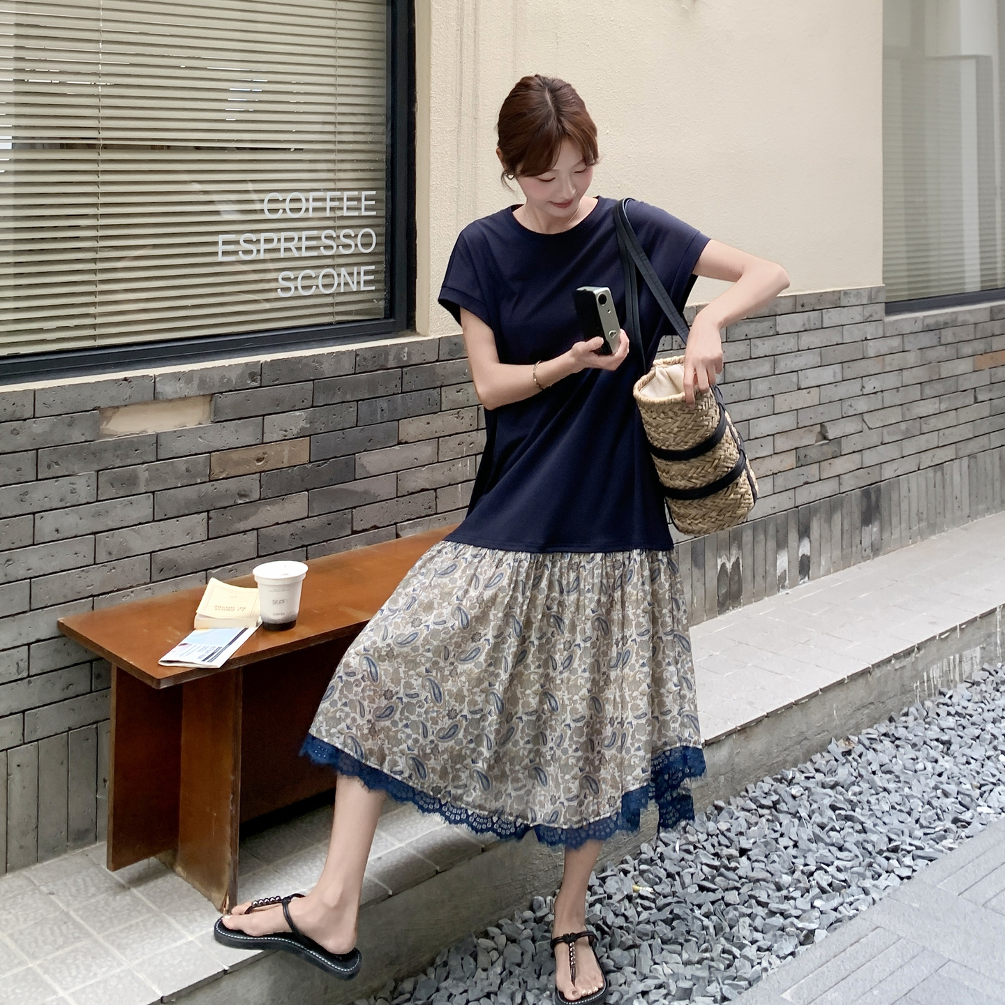 【新款】现货拼接连衣裙297-1617-P135-K198，女装连衣裙，艾艾淮淮
