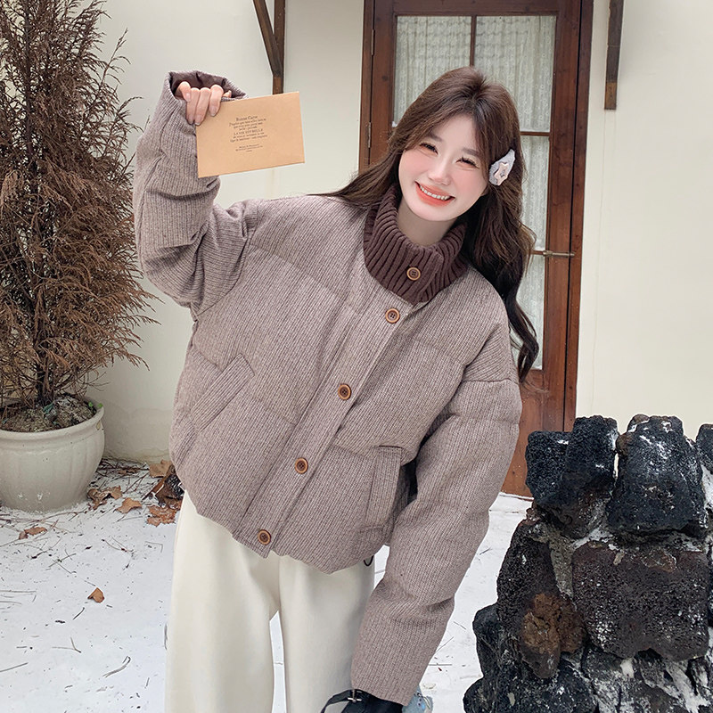 现货90绒针织拼接羽绒服297-1089-P255-K378,女装短外套,艾艾淮淮