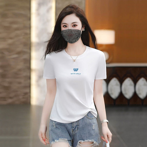 夏季新款不规则短袖T恤女修身