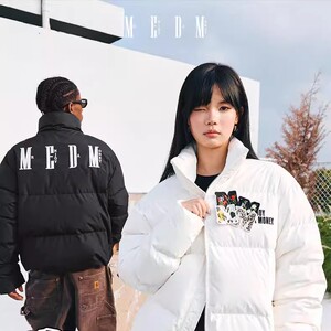 魔术贴羽绒服男士秋冬季美式休闲防风保暖立领外套MEDM花卉高街潮
