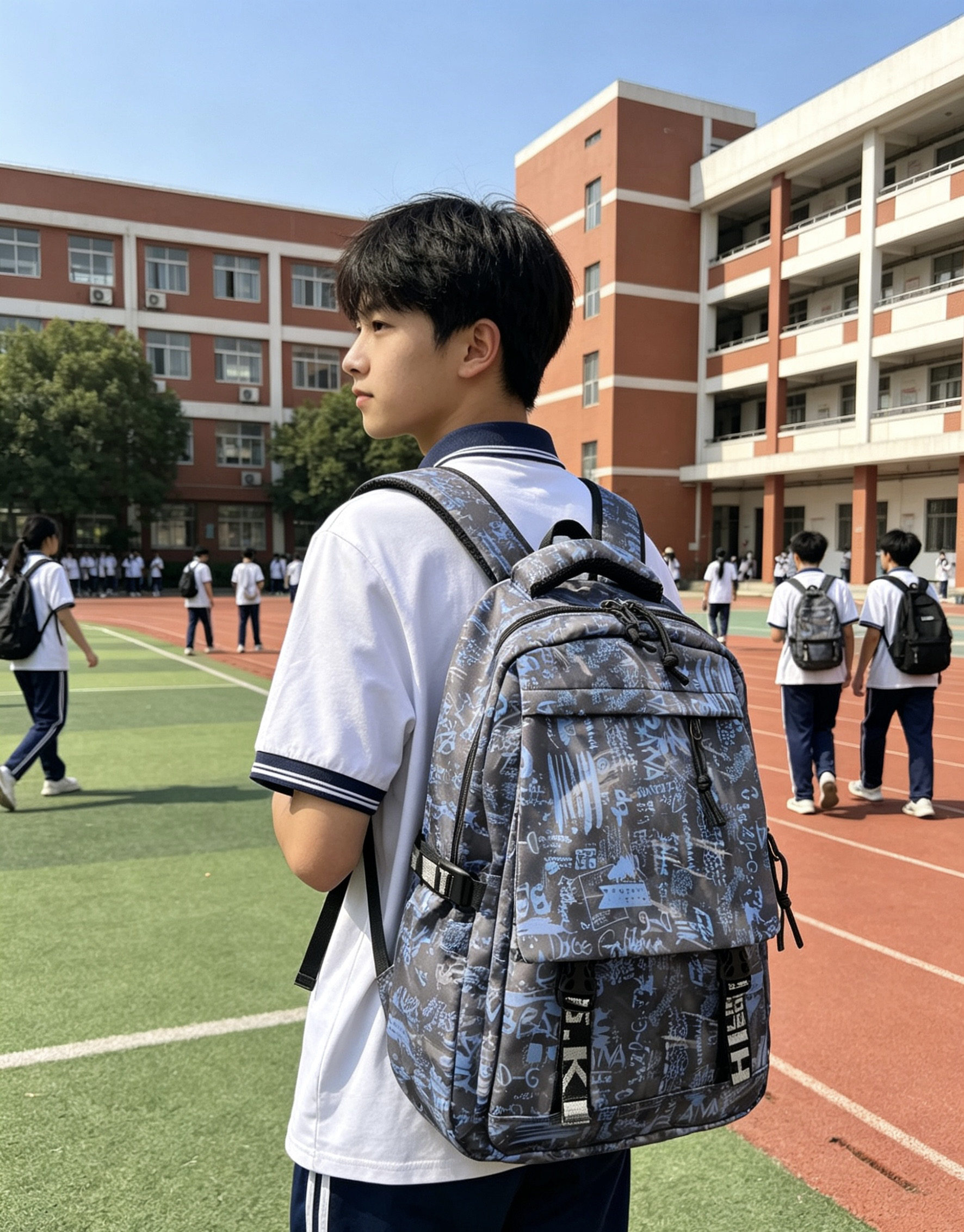 男女款涂鸦初高中生双肩背包学生书包休闲潮流大容量轻便背包